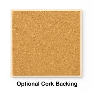 Optional cork backing for ceramic art tiles, adds protection and non-slip surface for wall art or décor.