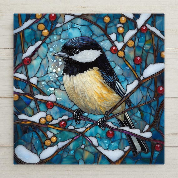 Chickadee Wall Art Ceramic Tile Bird Lover Gift Chickadee Decor Backyard Bird Tile Art