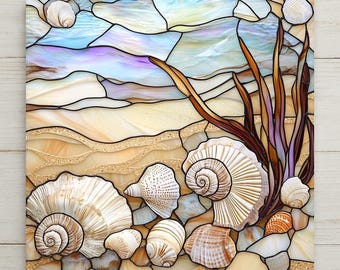 Seashell Wall Art Ceramic Tile Coastal Gift Beach House Decor Ocean Nature Art Beach Lover Nature Gift