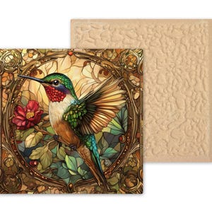 Art Nouveau Hummingbird Wall Art Ceramic Tile Nature Gift Vintage Decor Floral Bird Art Hummingbird Gift Tile bild 9