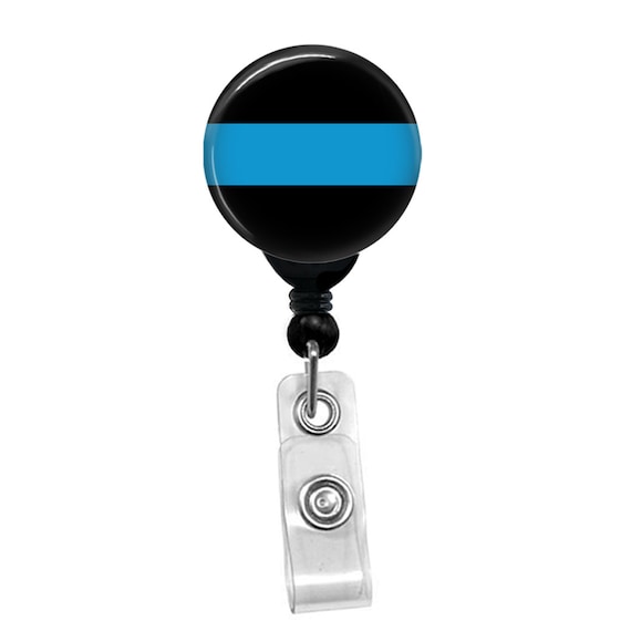Blue Line Support Badge Reel Name ID Retractable Lanyard Pull Card Badge Holder