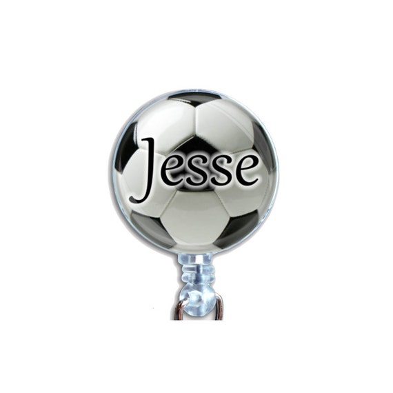 Personalized Soccer Ball Badge Holder Retractable ID Name Card Badge Reel Lanyard