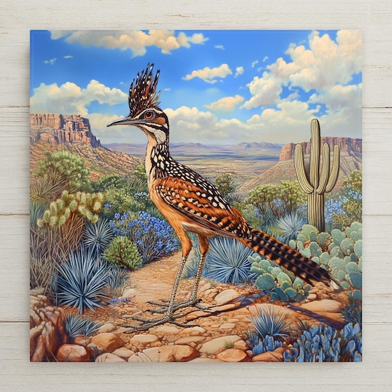 Roadrunner Ceramic Tile Art: Desert Wall Art Southwest Home Decor