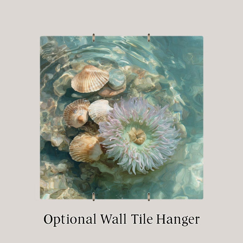 Sea Anemone Ceramic Tile Wall Art – Stained Glass Style Coastal Decor, Ocean Nature Wall Decor Home Decor Gift image 4