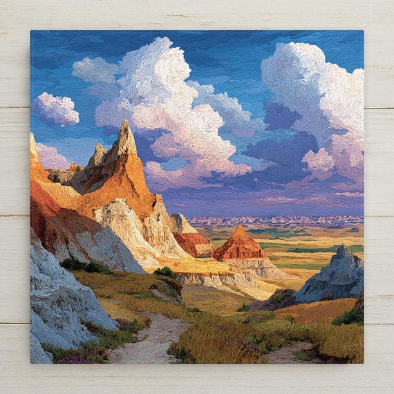 Badlands National Park Wall Art Ceramic Tile South Dakota Gift Prairie Nature Decor Place Identity Art Midwest Nature Gift