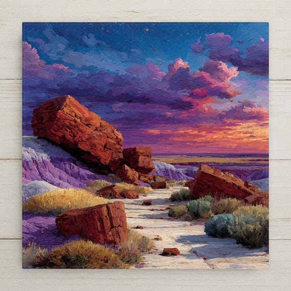 Petrified Forest Wall Art Ceramic Tile Arizona Gift National Park Painted Desert Decor Ancient Nature Art Place Identity Gift