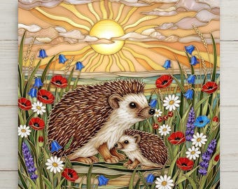 Azulejo de cerámica con diseño de erizo para pared – Azulejo de cerámica con diseño de animales del bosque – Decoración rústica de cabañas, decoración natural para el hogar, decoración de pared con vida silvestre