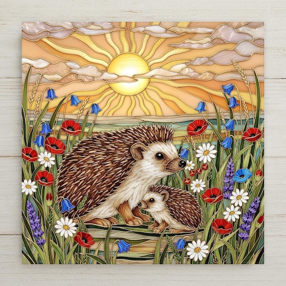 Hedgehog Wall Art Ceramic Tile – Woodland Animal Wall Art Ceramic Tile – Rustic Cottage Decor, Nature Home Decor, Wildlife Wall Decor