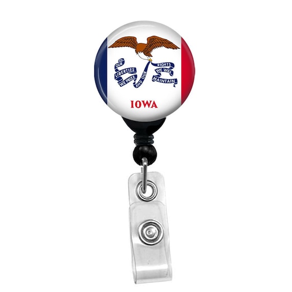 Iowa State Flag Badge Reel ID Card Retractable Custom Flag Badge Holder