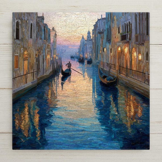 Venice Canal Wall Art Ceramic Tile Italy Gift Gondola Decor Italian Travel Art Venice Lover Gift Tile