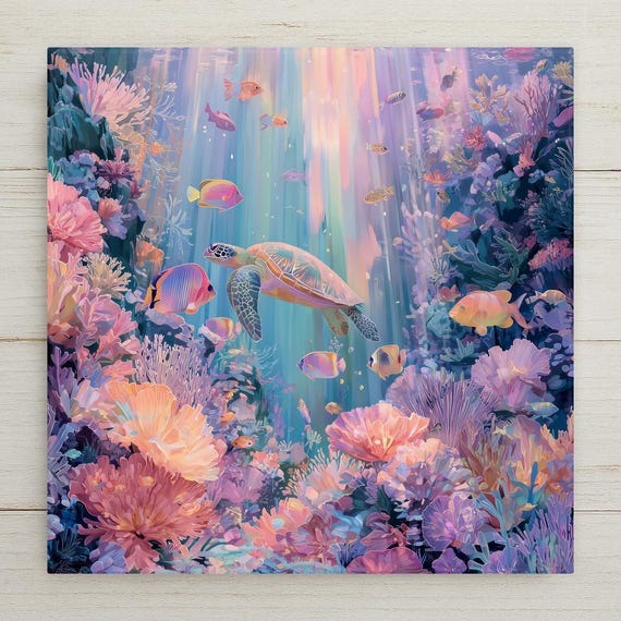 Coastal Sea Turtle Ceramic Tile: Nautical Beach Wall Art for Outdoor Decor, Rustic Marine Theme