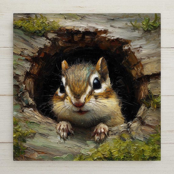 Chipmunk Ceramic Tile Wall Art - Woodland Animal Forest Wildlife Nature Decor Rustic Home Cabin