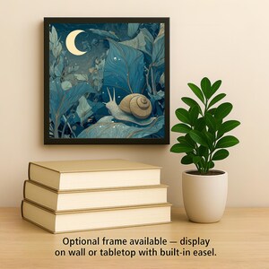 Moonlit Snail Ceramic Art Tile – Whimsical Night Garden Wall Decor, Cottagecore Nature Lover Gift image 2
