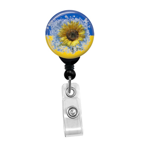 Ukraine Badge Reel – Ukrainian Flag ID Holder – Retractable Name Tag Clip – Patriotic Nurse Teacher Gift – Blue Yellow ID Accessory