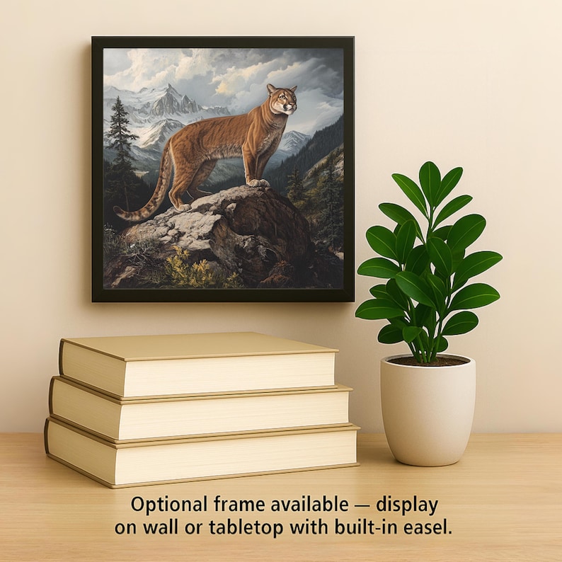 Cougar Wall Art Ceramic Tile Wildlife Gift Mountain Lion Decor Rustic Cabin Art Nature Lodge Gift Bild 2