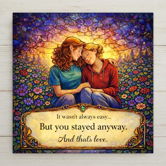 Friendship Wall Art Ceramic Tile – But You Stayed Anyway Quote – Inspirational Saying Tile – Meaningful Best Friend Gift – Wall Decor