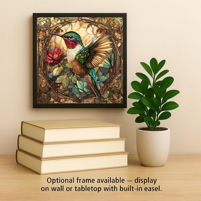 Art Nouveau Hummingbird Wall Art Ceramic Tile Nature Gift Vintage Decor Floral Bird Art Hummingbird Gift Tile bild 2