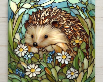 Hedgehog Wall Art Ceramic Tile Garden Gift Woodland Decor Nature Lover Art Hedgehog Lover Gift Tile
