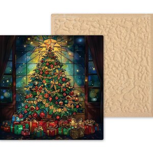 Christmas Tree Ceramic Tile Wall Art Stained Glass Style Faith Decor Christian Holiday Home Bookshelf Art image 9