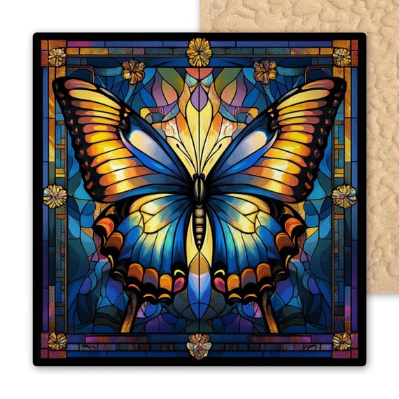 Art Nouveau Fantasy Butterfly Ceramic Wall Tile - Vibrant Ornamental Wings Decor, Nature-Inspired Gift