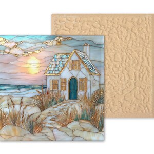 Coastal Cottage Ceramic Tile Art: Stained Glass Style Beach House Decor image 9