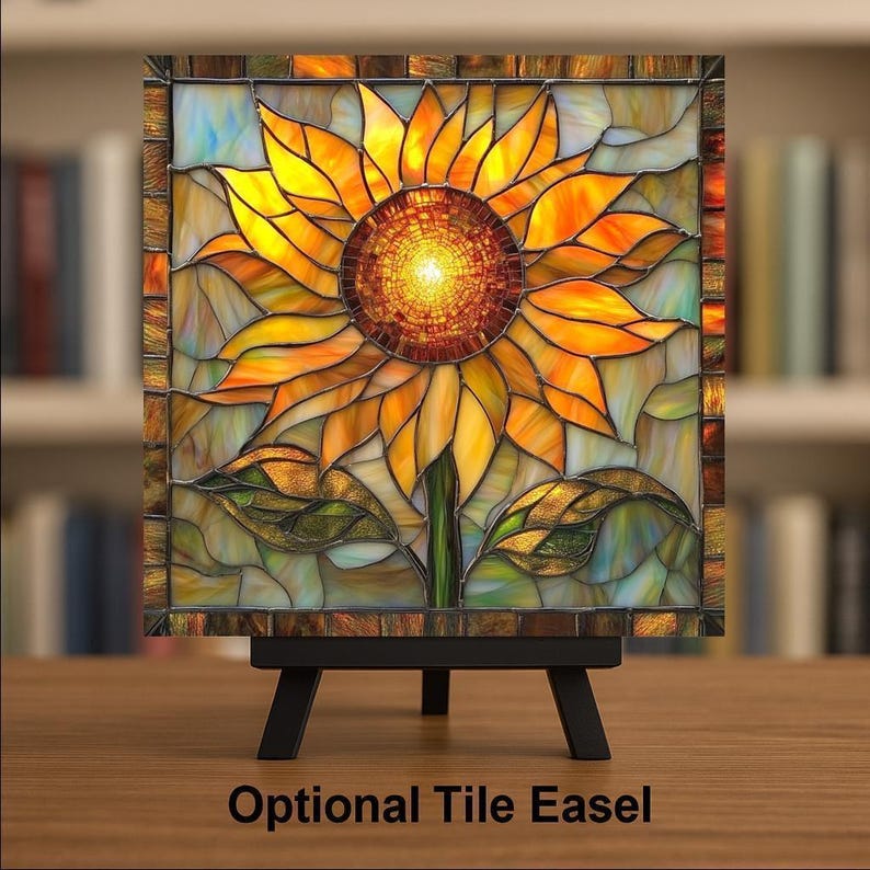 Sunflower Wall Art Ceramic Tile Garden Lover Gift Kitchen Decor Floral Art Sunflower Gift Art Tile imagem 3