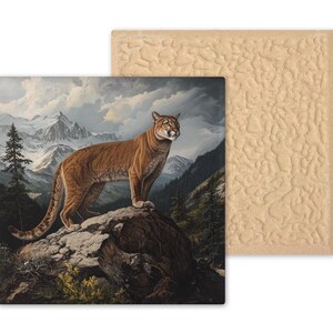 Cougar Wall Art Ceramic Tile Wildlife Gift Mountain Lion Decor Rustic Cabin Art Nature Lodge Gift Bild 9