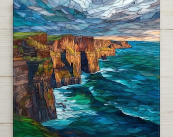 Cliffs of Moher Wall Art Ceramic Tile Ireland Gift Irish Heritage Decor Atlantic Coast Art Irish Gift Tile