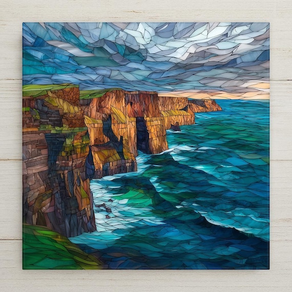 Cliffs of Moher Wall Art Ceramic Tile Ireland Gift Irish Heritage Decor Atlantic Coast Art Irish Gift Tile