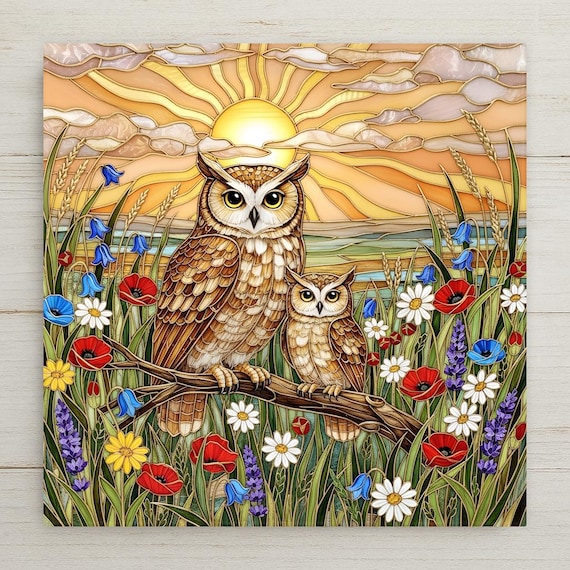 Owl Wall Art Ceramic Tile – Wildlife Wall Art Ceramic Tile – Rustic Cabin Decor, Woodland Nursery Decor, Nature Home Decor