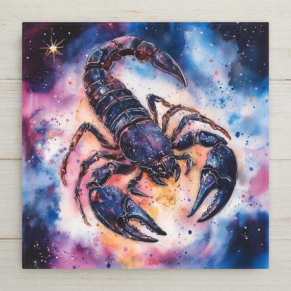 Zodiac Scorpio Ceramic Art Tile - Celestial Astrology Wall Decor - Unique Birthday Gift for Scorpions
