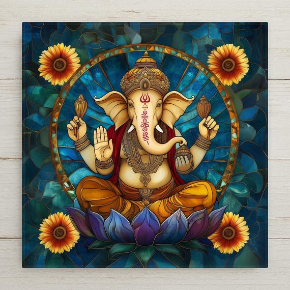 Ganesha Wall Art Ceramic Tile Hindu Deity Gift Spiritual Decor Ganesha Lover Art Cultural Heritage Gift Meditation Tile