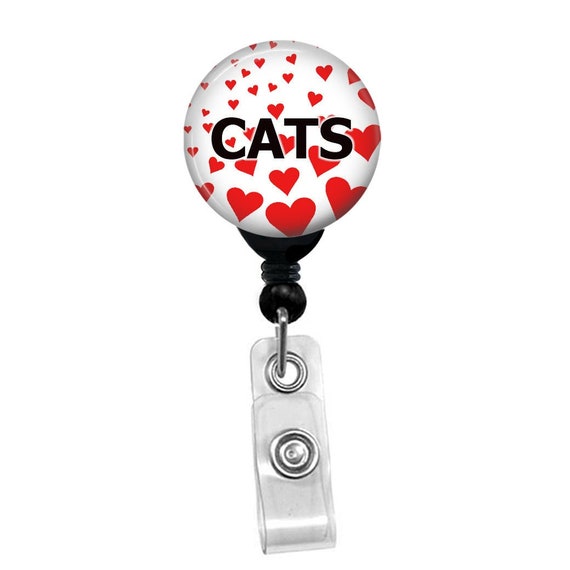 I Love Cats With Hearts Background Retractable Badge Reel Custom Name Card ID Badge Holder