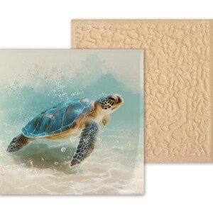 Sea Turtle Decor Ceramic Tile Wall Art Coastal Bathroom Art Beach House Gift Ocean Wildlife Tile image 9