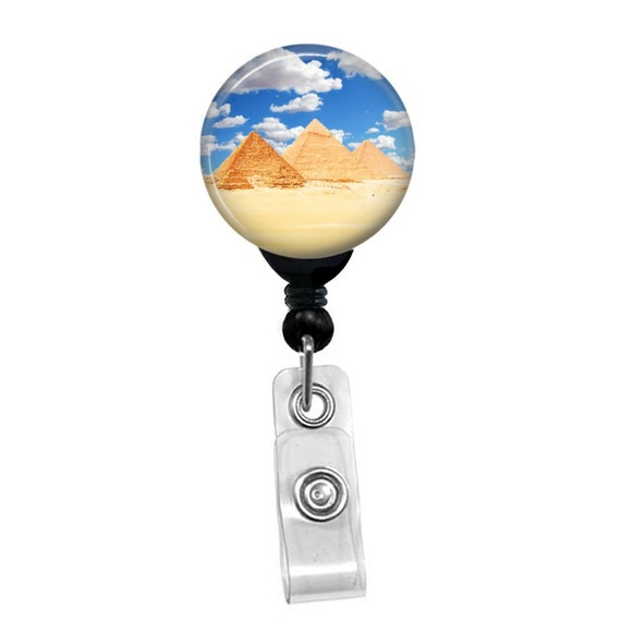 Egyptian Pyramids Badge Reel – Ancient History Travel Gift – Retractable ID Holder for Teachers Nurses Office Workers