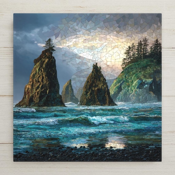 Ruby Beach Wall Art Ceramic Tile Washington Gift Olympic Park Decor Pacific Coast Art PNW Gift Nature Tile