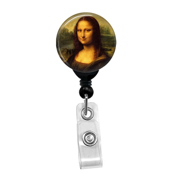 Mona Lisa Badge Reel – Leonardo da Vinci Art Badge Holder – Classic Painting ID Clip – Retractable Badge Reel – Art Lover Gift