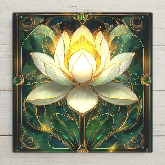 Lotus Ceramic Tile Art: Art Nouveau Floral Decor for Zen Spaces