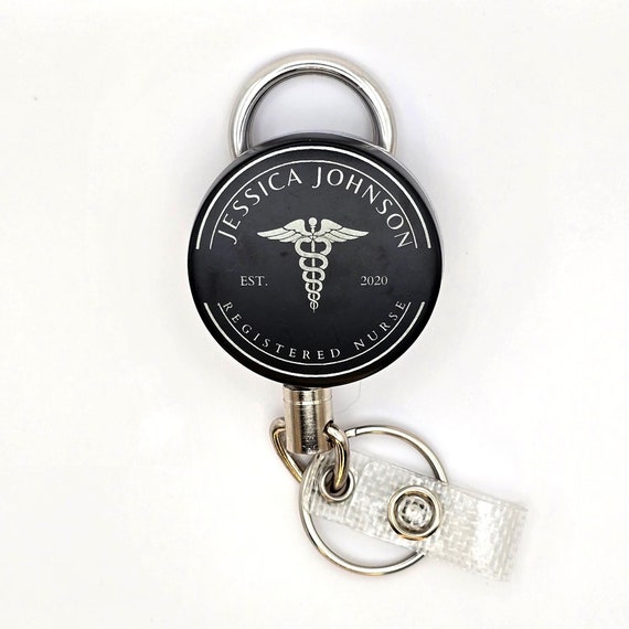 Personalized Heavy Duty Retractable Badge Holder for Medical Professionals, Nurses & Doctors