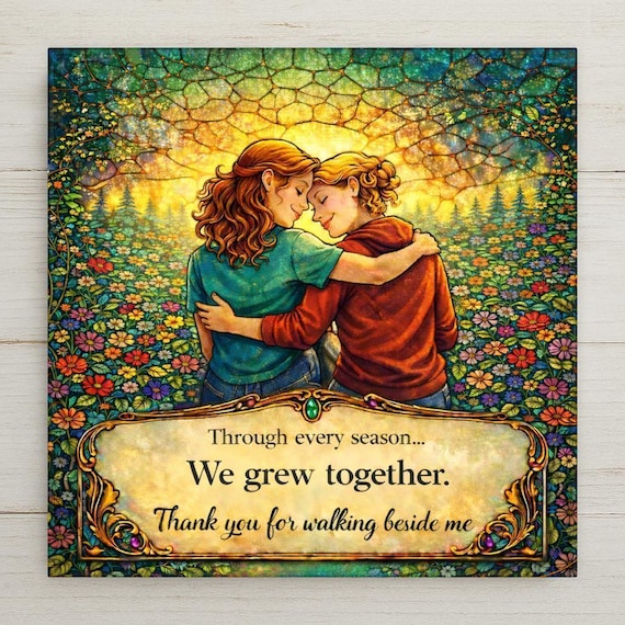 Friendship Wall Art Ceramic Tile – We Grew Together Quote Tile – Inspirational Saying Home Decor – Best Friend Gift Wall Decor