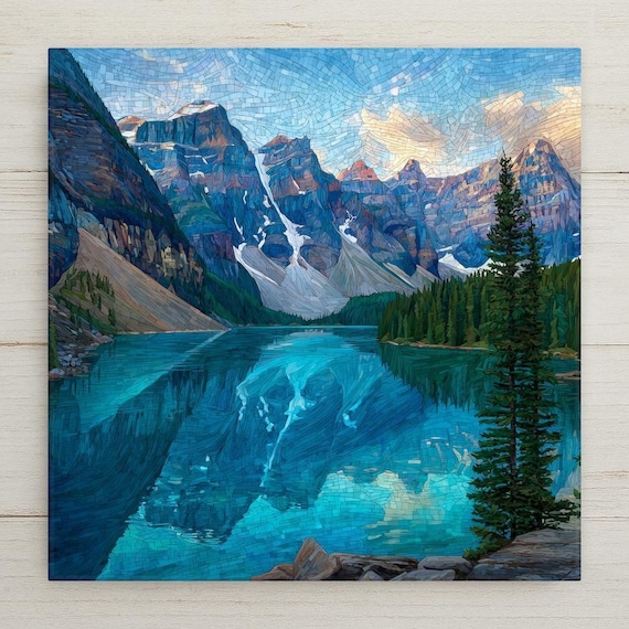 Moraine Lake Wall Art Ceramic Tile Canada Gift Banff Decor Rocky Mountain Art Canadian Nature Gift Tile