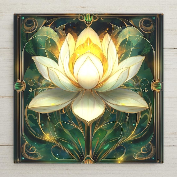 Lotus Ceramic Tile Art: Art Nouveau Floral Decor for Zen Spaces