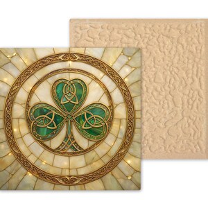 Celtic Shamrock Heritage Wall Art Ceramic Tile – Stained Glass Style, Irish Symbol Home Decor image 9