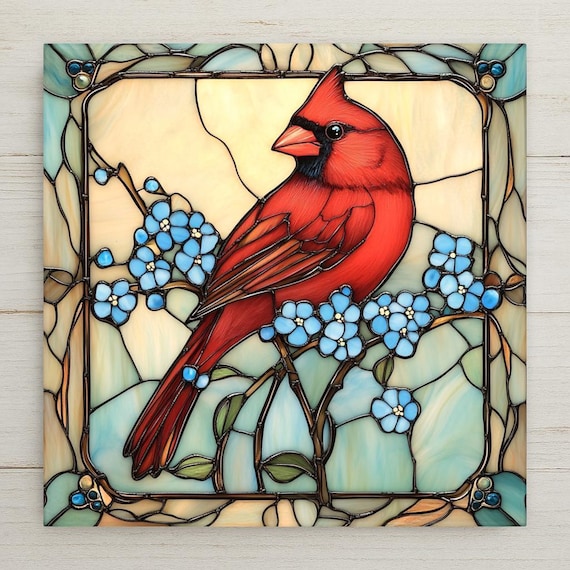 Cardinal Memorial Gift Ceramic Tile Wall Art Sympathy Gift for Loss Loved One Red Bird Decor