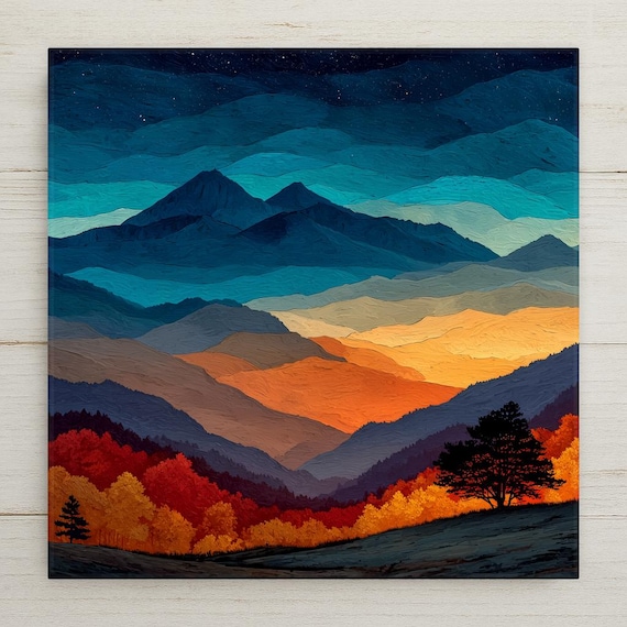 Great Smoky Mountains Wall Art Ceramic Tile Tennessee Gift National Park Decor Blue Ridge Nature Art Southern Home Gift