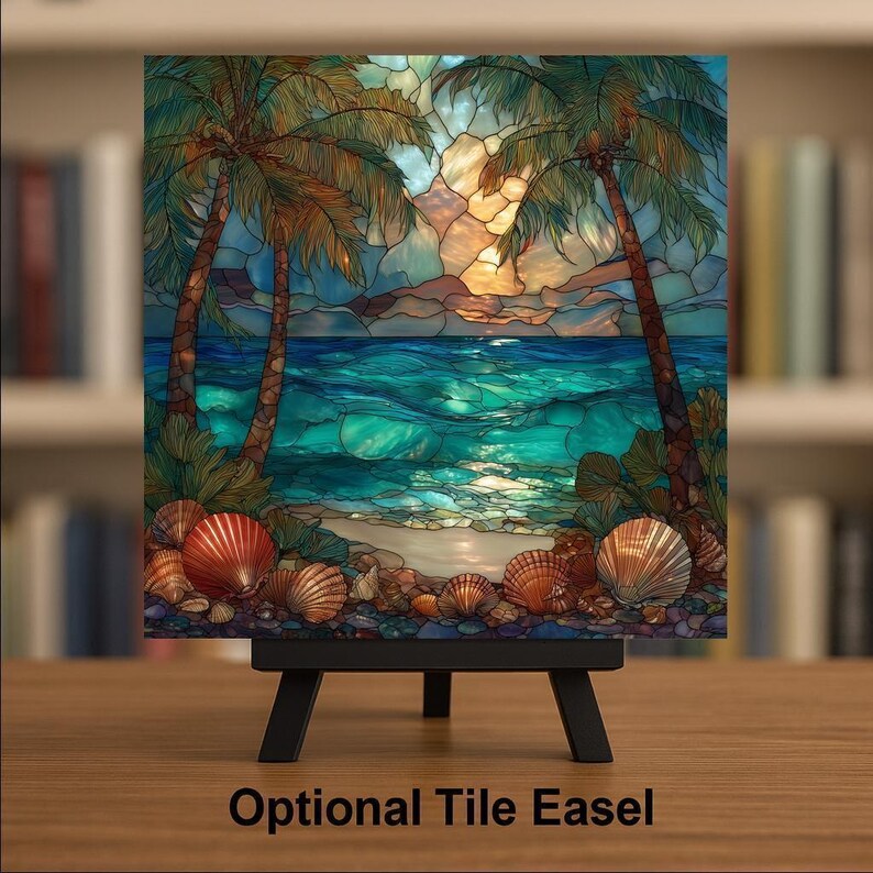 Ocean Waves Sunset Wall Art Ceramic Tile Coastal Gift Beach House Decor ...