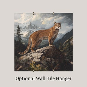 Cougar Wall Art Ceramic Tile Wildlife Gift Mountain Lion Decor Rustic Cabin Art Nature Lodge Gift Bild 4