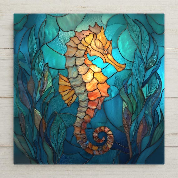 Seahorse Coastal Wall Art Ceramic Tile Beach House Decor Nautical Wall Decor Ocean Home Decor Sea Life Artwork