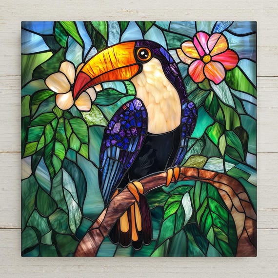 Toucan Wall Art Ceramic Tile Tropical Bird Gift Bathroom Decor Bird Lover Gift Rainforest Art Nature Lover Tile