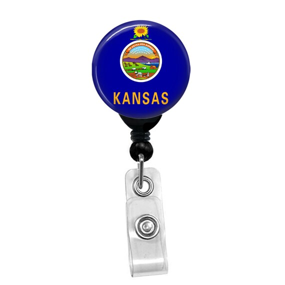 Kansas State Flag Badge Reel ID Card Retractable Custom Flag Badge Holder